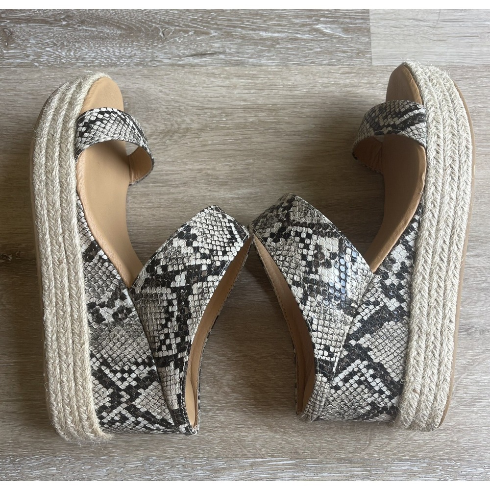 Journee Collection Sandals Womens 7.5 Brown White Alissa Snake Skin Espadrilles - Picture 7 of 8